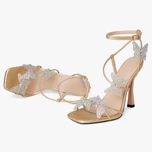 Joseywade Butterfly Heels Butterfly Sandals Rhinestone Butterflies size 9.5